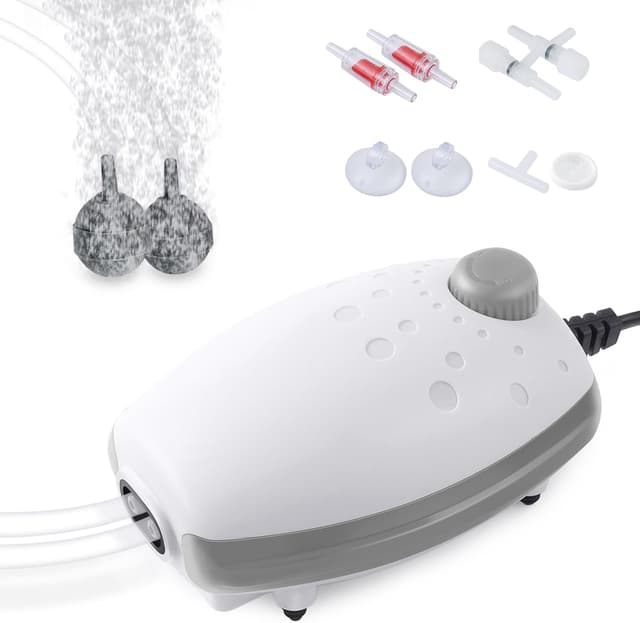 Detalle de PYPABL 3W Aquarium Air Pump (300L/H) – Silent Adjustable Bubbler for Fish & Turtle Tanks