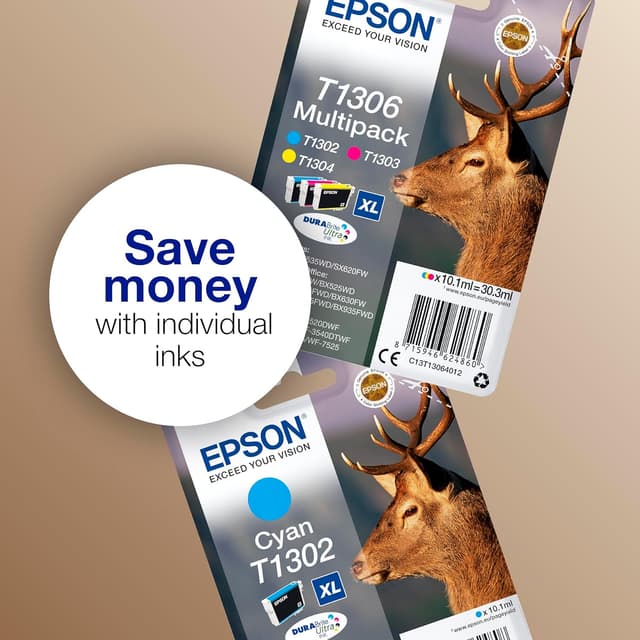 Thumbnail 3 de Epson T1306XL Stag Multipack Cartouches DURABrite Ultra
