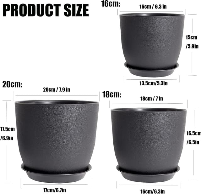 Thumbnail 1 de PROFIKLA Plastic Plant Pots Set 3 — 20cm