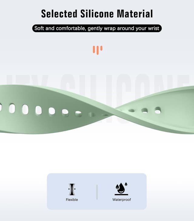 Detalle de MoKo No Gap Soft Silicone Replacement Sport Strap for Samsung Galaxy Watch (20mm) — 40mm/44mm/43mm/47mm/45mm/42mm/46mm compatible