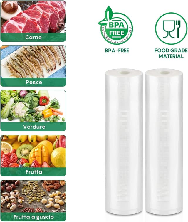 Detalle 2 de FRESKO Sacchetti sottovuoto alimenti 2 rotoli 20 x 600 cm: ritagliabili, senza BPA