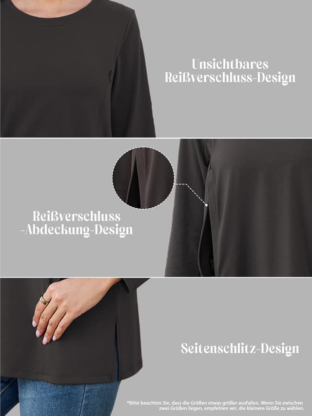 Detalle de Love2Mi Stillshirt 3er Pack für bequemes Stillen