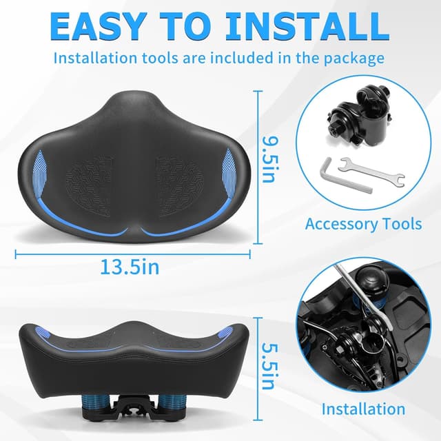 Thumbnail 6 de CDYWD Noseless Oversized Bike Seat Cushion (Extra-Wide Padded) for Comfort on Peloton, Stationary Bikes, City & Beach Cruisers