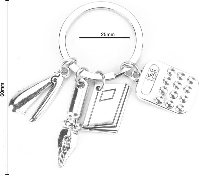 Detalle 2 de OBEISN kreativer Schlüsselanhänger für Frauen mit Taschenrechner, Zirkel und Lineal – praktischer Begleiter als Geschenk