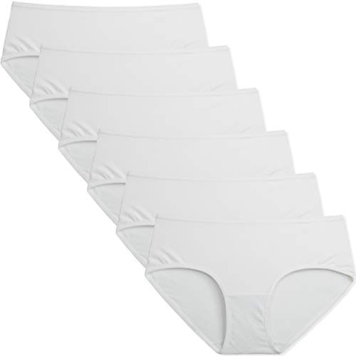 Detalle de INNERSY pack de 6 bragas de algodón elástico mujer con cintura media (XS-EU 36, Blanco)
