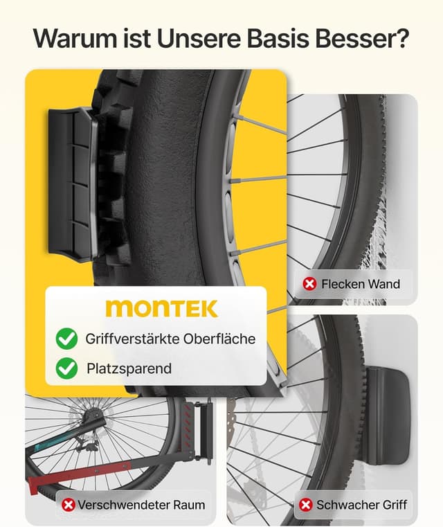 Detalle de monTEK schwenkbare Fahrrad-Wandhalterung für Breitreifen bis 115 mm (bis 35 kg)