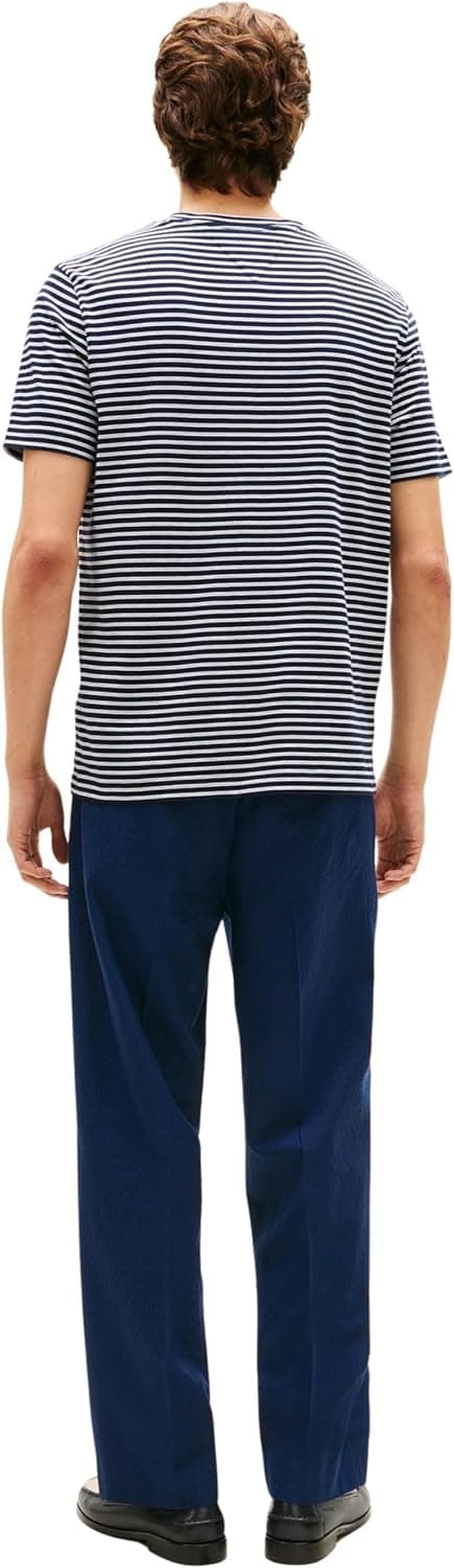 Detalle 2 de Tommy Hilfiger Ess Seasonal Reg Fit Stripe Tee MW0MW40923 maglietta a righe da uomo