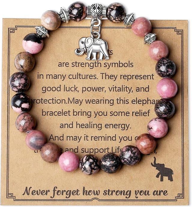 Detalle de XIANNVXI 8mm Crystal Elephant Bracelet – good luck & strength beaded jewellery gift