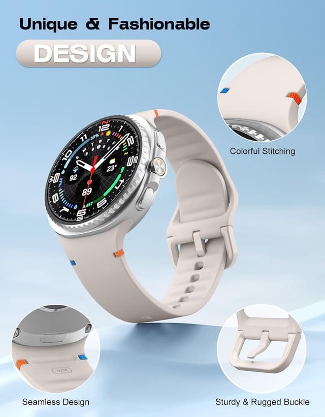 Detalle de MoKo Sport Strap for Samsung Galaxy Watch 8 (40mm/44mm) & Galaxy Watch 8 Classic (46mm) – Soft Silicone Replacement Band