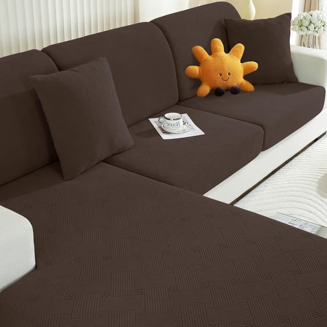 Detalle de Ystyle Copriseduta divano elasticizzato 1 posto in caffè scuro, copricuscini per protezione e look rinnovato