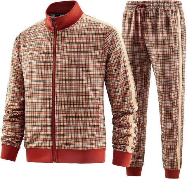 Detalle de Herren Trainingsanzug von W JIANWANG (Jacke & Hose) mit durchgehendem Reißverschluss