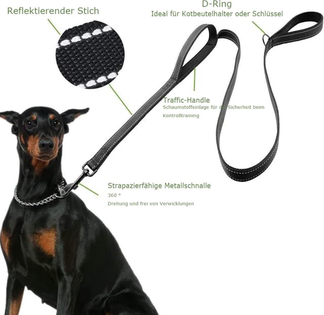 Thumbnail 1 de Eyeleaf Hundeleine (1,5 m) mit integriertem Kurzführer, reflektierender Leine und gepolsterten Handschlaufen