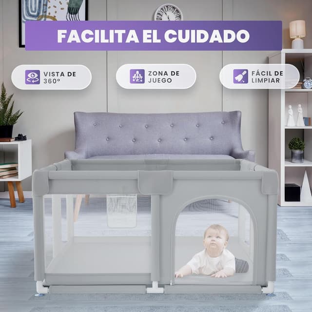 Thumbnail 5 de JUPPLIES Parque Infantil Bebe 120x120 Gris