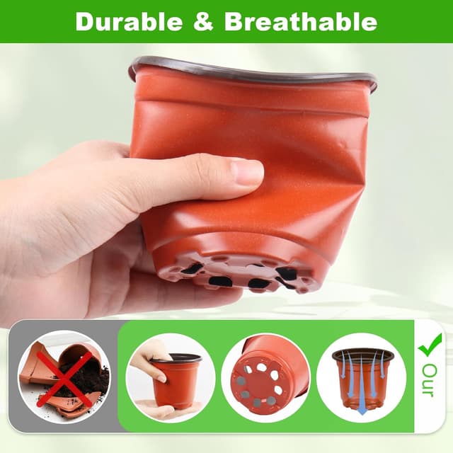 Detalle de PEYOU 100er Set Pflanzentöpfe mit 100 Stecketiketten (10 cm) aus Kunststoff