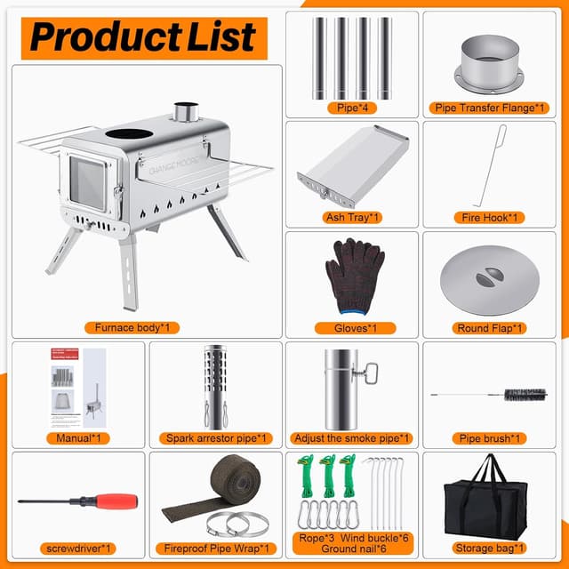 Thumbnail 6 de Change Moore Medium Tent Stove 2.0 with Schott glass and secondary combustion