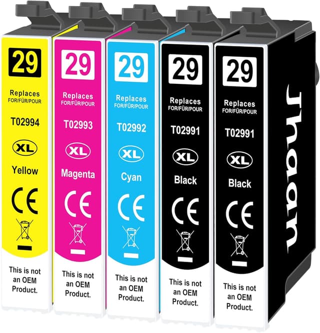 Detalle de Lot de 5 cartouches Jhaan 29XL compatibles Epson (Expression Home) : 2 noires et 3 couleurs