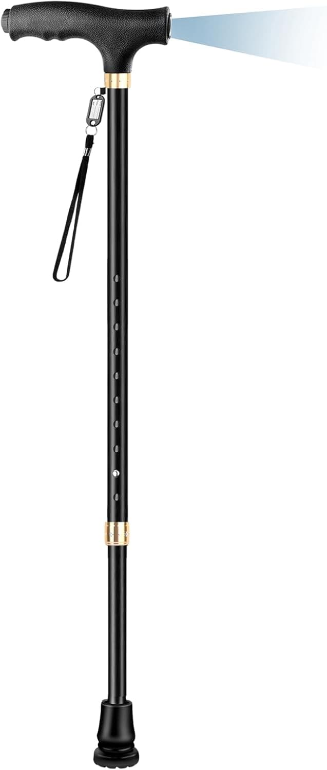 Detalle de OOCOME Höhenverstellbarer Gehstock mit Licht, 60-94 cm