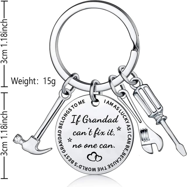 Detalle 2 de JMIMO Grandad keyring gift engraved in high-stainless steel for Father’s Day & birthdays