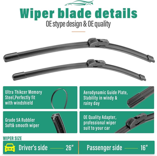 Detalle de 26" and 16" Windshield Wipers for Chevrolet Trax 2024