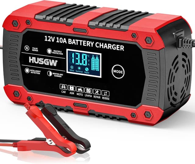 Detalle de 10Amp 12V Automatic Smart Car Battery Charger/Maintainer with Temperature Compensation (Pulse Repair & Desulfator)