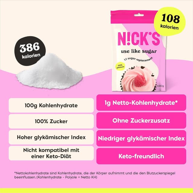 Thumbnail 5 de NICKS Use Like Sugar kalorienarm 1 kg 🍬