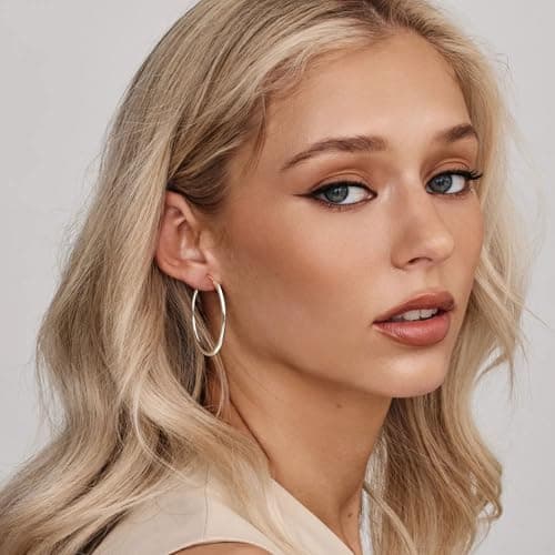 Detalle de MOROTOLE Pendientes de aro en plata de ley 925 grandes para mujer