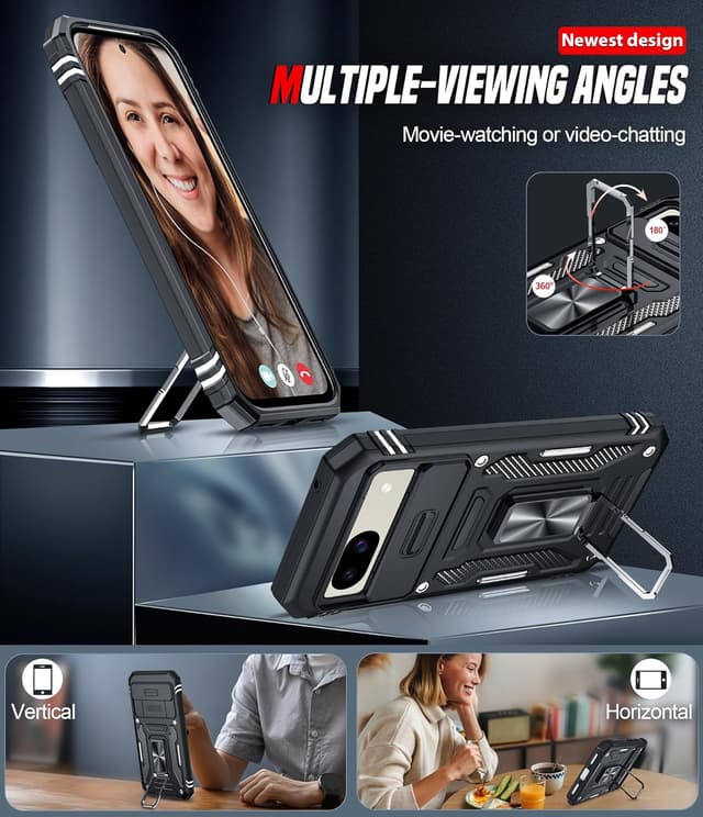 Thumbnail 4 de LeYi Pixel 8a case with camera slider, ring stand