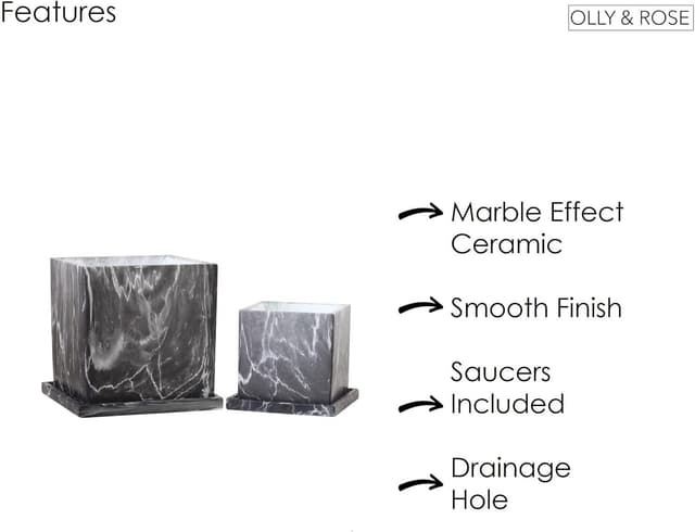 Thumbnail 5 de Olly & Rose Carrara Marble Effect Plant Pot Set Large