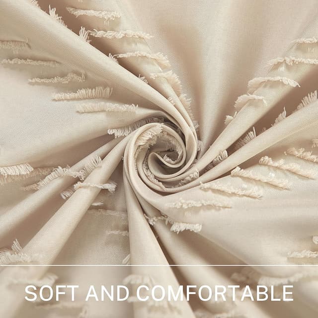 Detalle 2 de Siiluminisoy Boho Farmhouse Shower Curtain (72 x 72) Woven Chevron Texture with Tassels