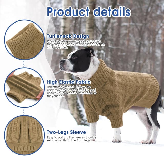 Detalle 2 de Queenmore XL Dog Sweater XL warm turtleneck for retriever