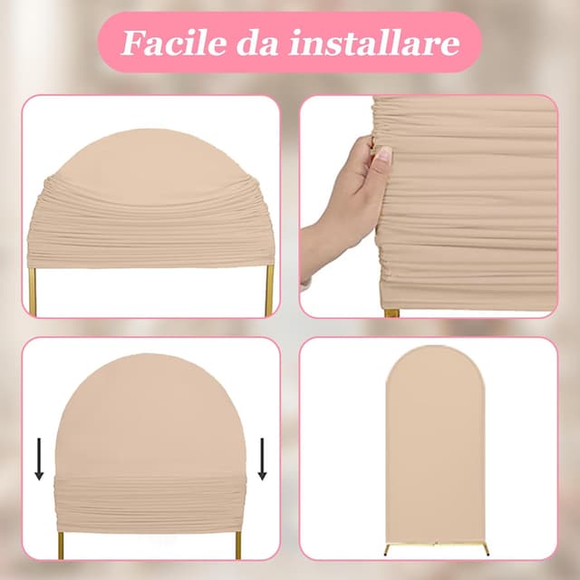 Detalle de Copertura per arco nuziale per sfondo e telaio ad arco (Beige, 6–6.6–7.2FT)