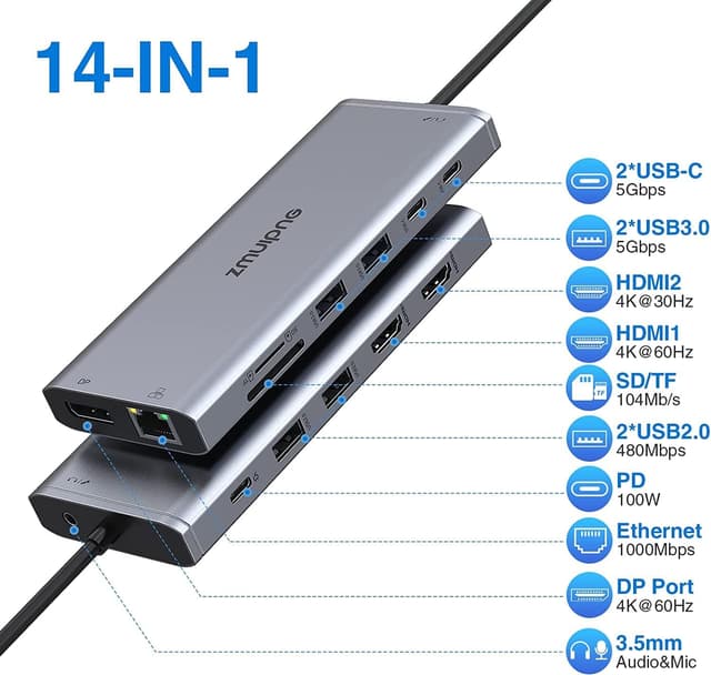 Thumbnail 1 de USB C Docking Station 14‑in‑1 87W für Laptops