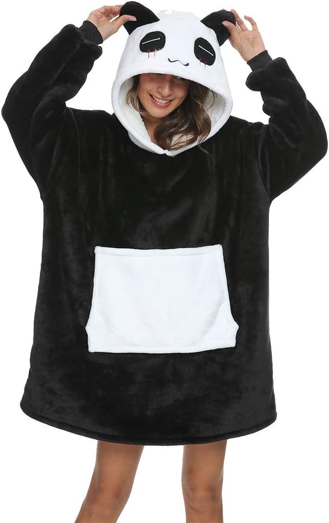 Detalle de Chuangminghangqi Übergroßes Hoodie-Decken-Sweatshirt aus Flanell & Fleece – warme Plüsch-Taschen-Decke mit Kapuze