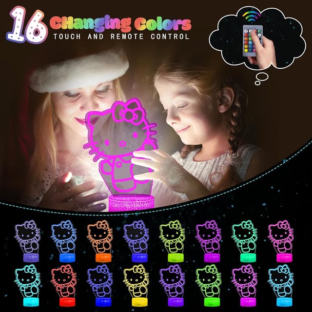 Detalle 2 de Eygerur Lampe Kitty, veilleuse 3D LED