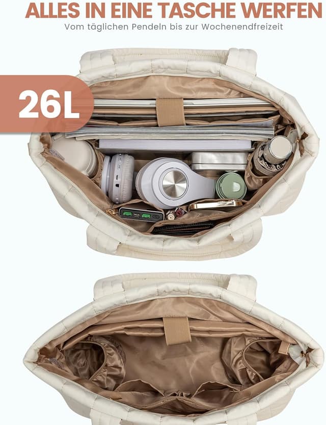 Detalle 1 de LOVEVOOK Laptop Handtasche Groß 15,6 Zoll Beige