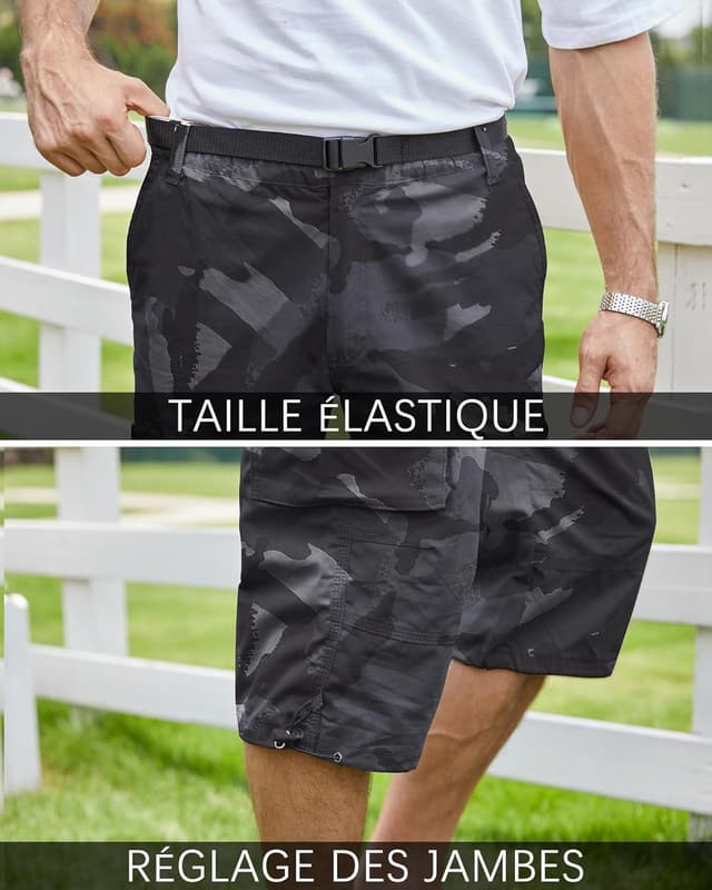 Detalle de NANAMEEI Pantacourt Cargo Homme 3/4 avec poches multiples – bermuda travail d’été