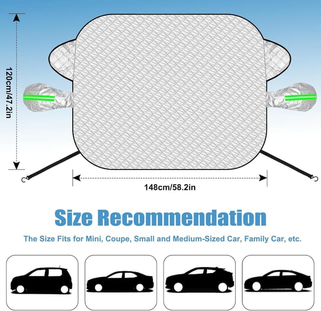 Detalle 2 de Newthinking Car Frost Windscreen Cover for Winter (with mirror covers and magnets) – heavy-duty windscreen frost protector