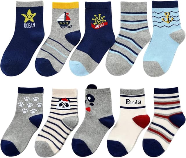 Detalle de ZYUPHY Calzini bambino in cotone unisex 1-7 anni, confezione da 10 paia con fantasia cartoon