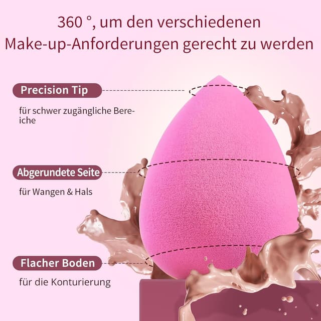 Thumbnail 6 de BEAKEY 6-teiliges Make-up Schwamm-Set für Foundation, BB-Creme & Puder – rosa Beauty Sponge