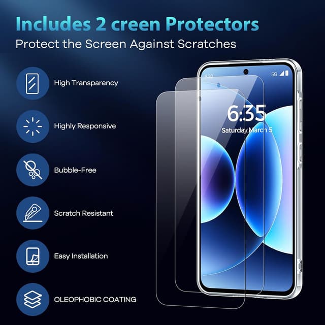Detalle de Caslord Coque pour Samsung Galaxy A57 5G transparent avec 2 verres trempés (TPU anti-jaune)