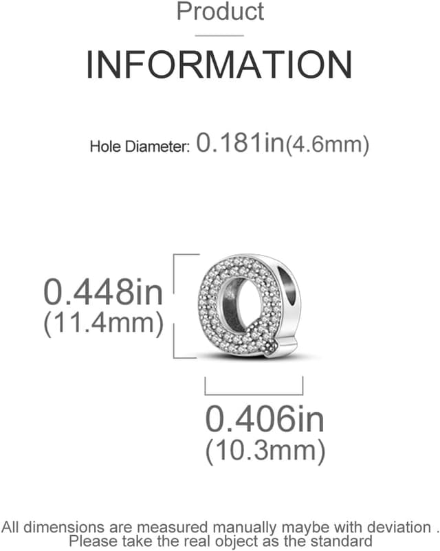 Detalle de CQWVB Buchstabe Charm Anhänger aus 925 Sterling Silber (A–Z) für Armband & Kette