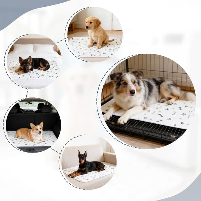 Detalle de Zocipro 2 Pack Washable Puppy Pads (45x60cm) – Reusable, Waterproof Training Pee Pads for Home & Travel