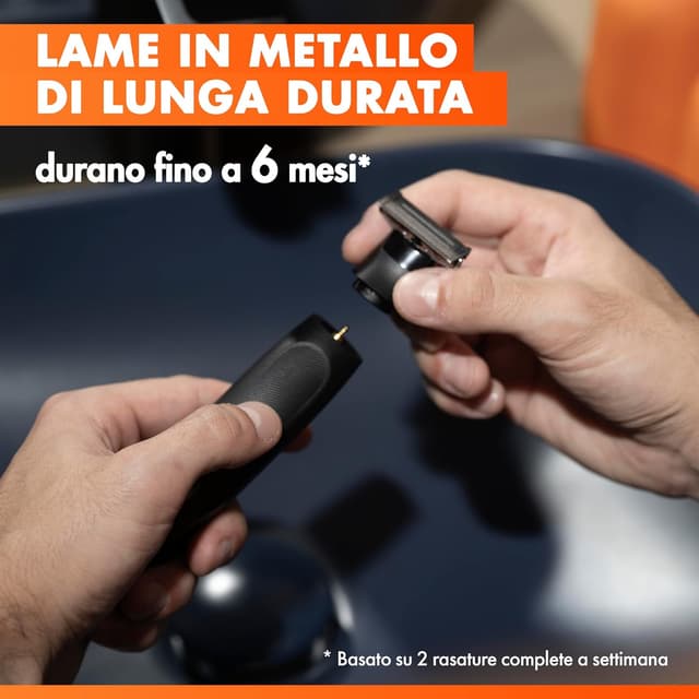 Detalle de Gillette Fusion One rasoio elettrico uomo per barba e corpo con 3 pettini (1,2,5 mm) e autonomia 45 min