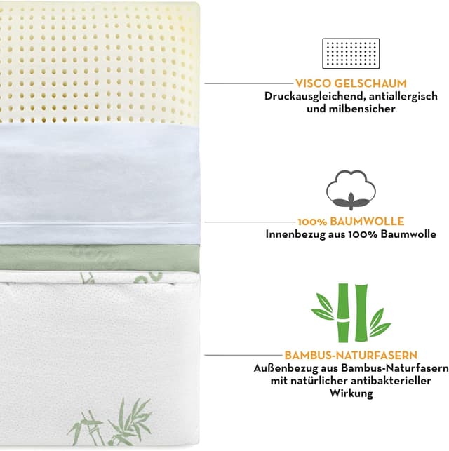 Detalle 2 de Siebenschläfer orthopädisches Nackenstützkissen 70x36