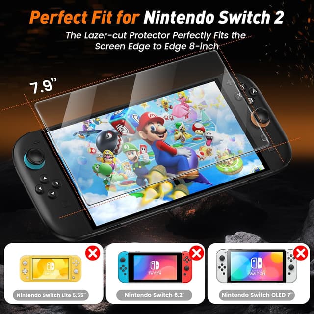 Detalle de daydayup 4-Pack Tempered Glass Screen Protector for Nintendo Switch 2 (7.9-inch, 2025) with Alignment Frame