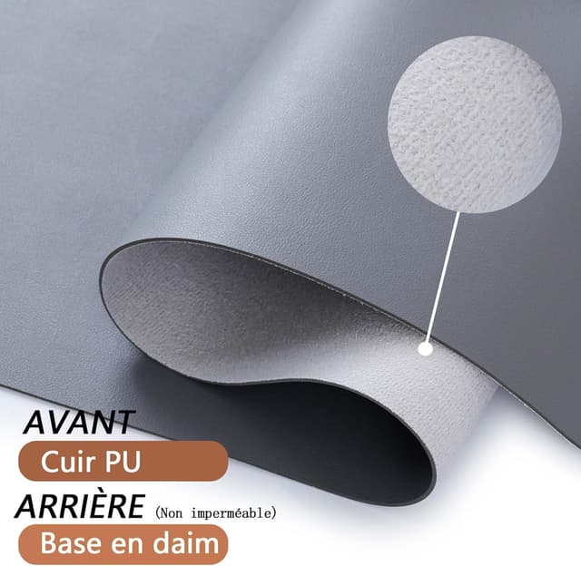 Detalle 2 de Sevenpers Sevenpers Sous Main Bureau Grand 80 x 40 cm en cuir PU imperméable et antidérapant