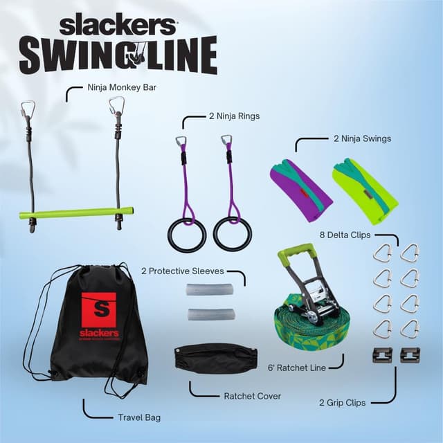 Detalle 2 de slackers Swing Line Tree Swing Kit — Turn Two Trees Into a Backyard Swing Set (Ages 3+)