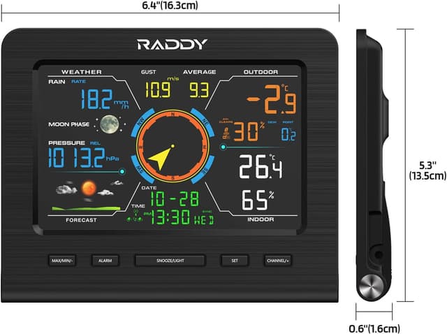 Thumbnail 3 de Radioddity Raddy WF-100C Lite stazione meteo WiFi 13-in-1 con sensore esterno e app
