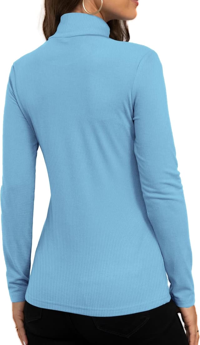Detalle de DUOEASE Rollkragenpullover Damen – Basic Longsleeve mit Rollkragen aus Baumwollmischung (XS–XL)