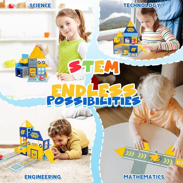 Detalle de Super Wings Blocs de Construction Magnétiques 42 pièces – jouet magnétique éducatif pour 3 à 8 ans (multicolore)